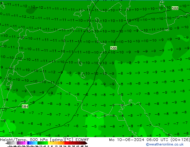 Z500/Rain (+SLP)/Z850 ECMWF lun 10.06.2024 06 UTC