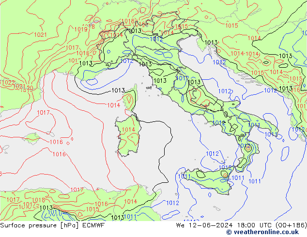 pression de l'air ECMWF mer 12.06.2024 18 UTC