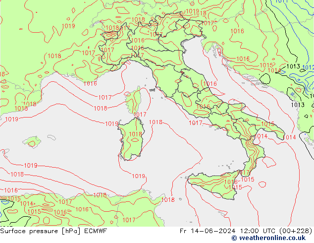 Yer basıncı ECMWF Cu 14.06.2024 12 UTC