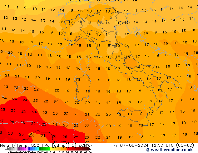 Z500/Rain (+SLP)/Z850 ECMWF Fr 07.06.2024 12 UTC