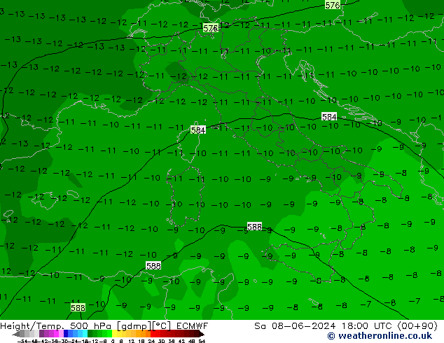 Z500/Rain (+SLP)/Z850 ECMWF So 08.06.2024 18 UTC