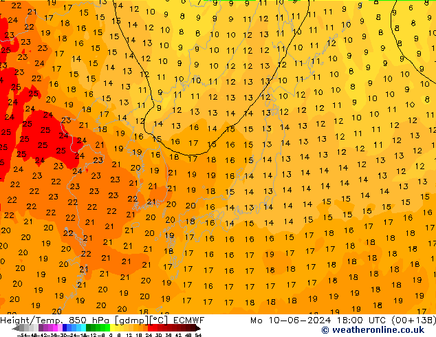 Z500/Rain (+SLP)/Z850 ECMWF Mo 10.06.2024 18 UTC