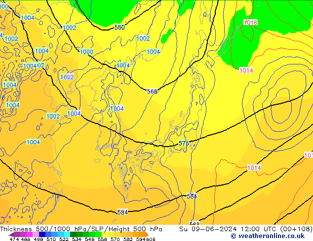 Thck 500-1000hPa ECMWF Su 09.06.2024 12 UTC