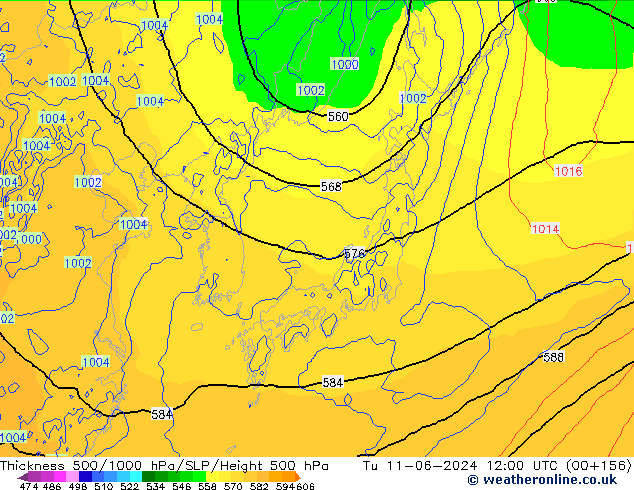 Thck 500-1000hPa ECMWF Ter 11.06.2024 12 UTC