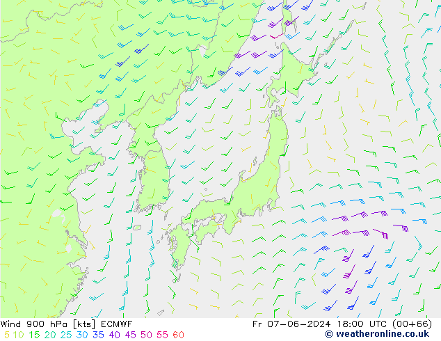 Wind 900 hPa ECMWF Fr 07.06.2024 18 UTC