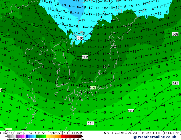 Z500/Rain (+SLP)/Z850 ECMWF Mo 10.06.2024 18 UTC