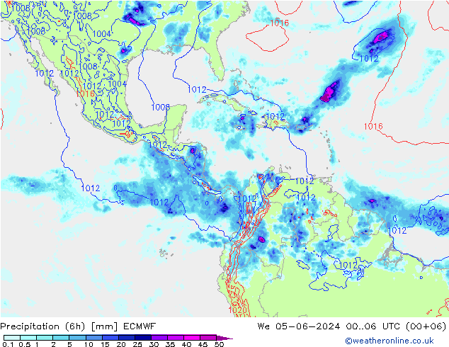 Z500/Yağmur (+YB)/Z850 ECMWF Çar 05.06.2024 06 UTC