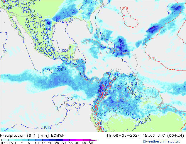 Z500/Rain (+SLP)/Z850 ECMWF czw. 06.06.2024 00 UTC