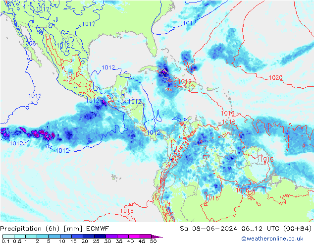 Z500/Rain (+SLP)/Z850 ECMWF Sa 08.06.2024 12 UTC