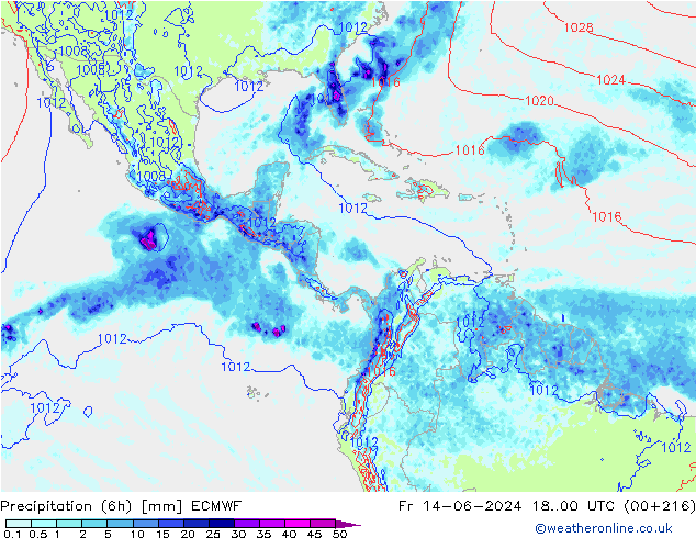 Z500/Rain (+SLP)/Z850 ECMWF Fr 14.06.2024 00 UTC