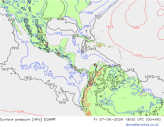 приземное давление ECMWF пт 07.06.2024 18 UTC