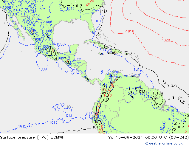 приземное давление ECMWF сб 15.06.2024 00 UTC