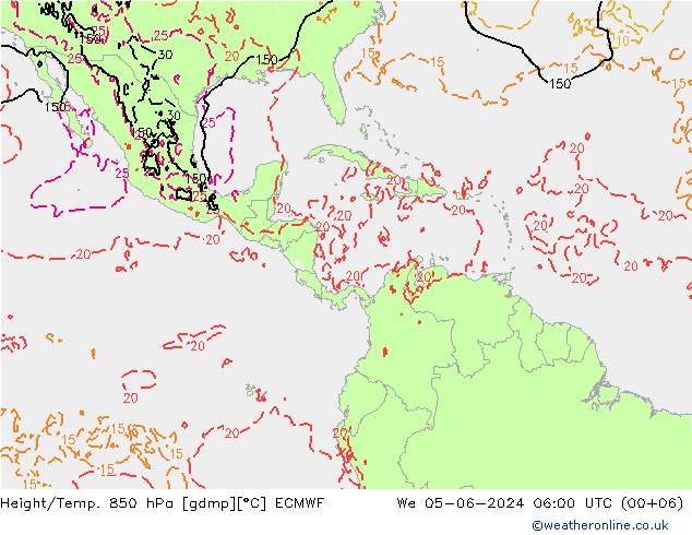 Z500/Yağmur (+YB)/Z850 ECMWF Çar 05.06.2024 06 UTC