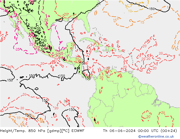 Z500/Rain (+SLP)/Z850 ECMWF czw. 06.06.2024 00 UTC