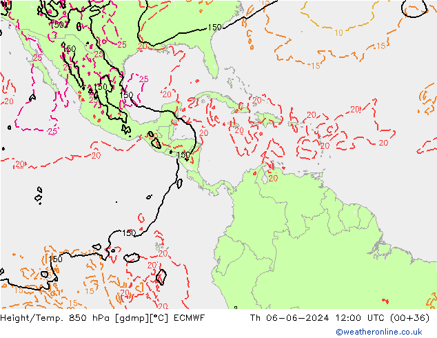 Z500/Yağmur (+YB)/Z850 ECMWF Per 06.06.2024 12 UTC