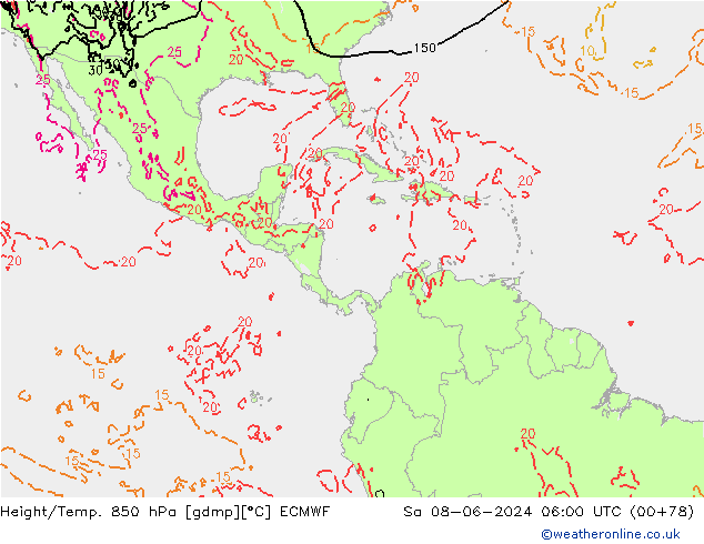 Z500/Rain (+SLP)/Z850 ECMWF so. 08.06.2024 06 UTC