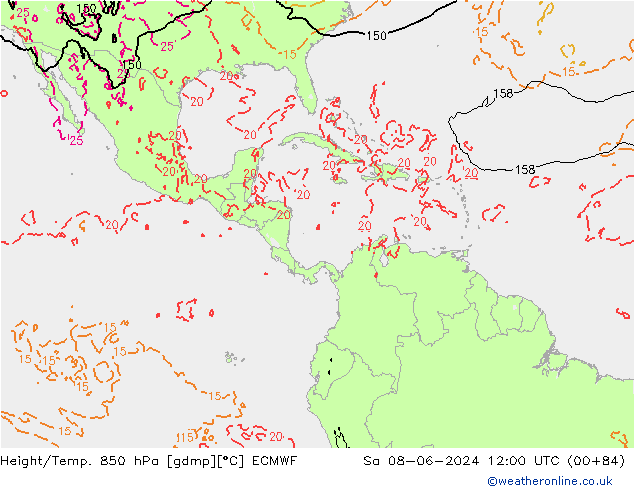 Z500/Rain (+SLP)/Z850 ECMWF Sa 08.06.2024 12 UTC