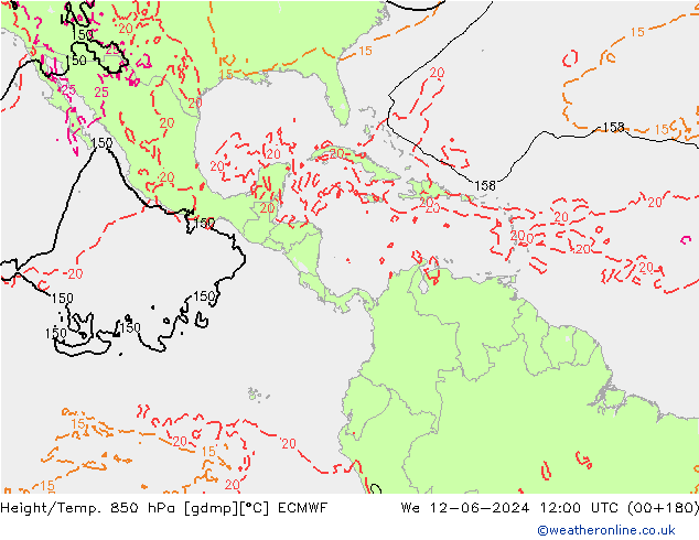 Z500/Rain (+SLP)/Z850 ECMWF We 12.06.2024 12 UTC