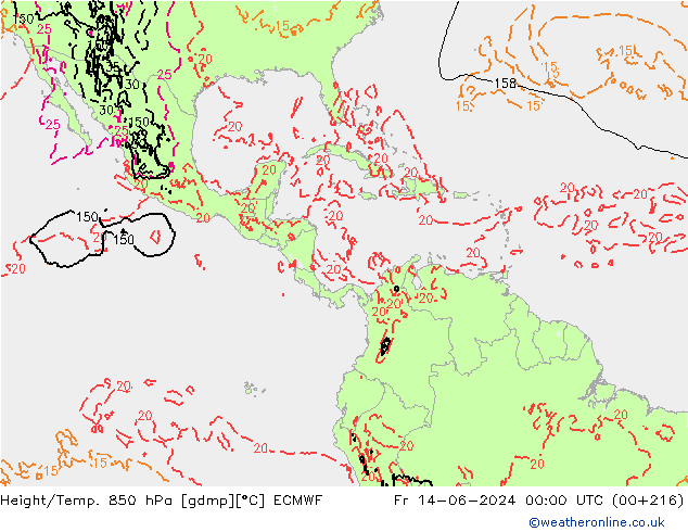 Z500/Rain (+SLP)/Z850 ECMWF Fr 14.06.2024 00 UTC