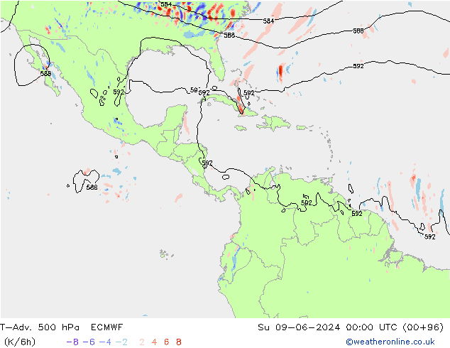 T-Adv. 500 hPa ECMWF Su 09.06.2024 00 UTC