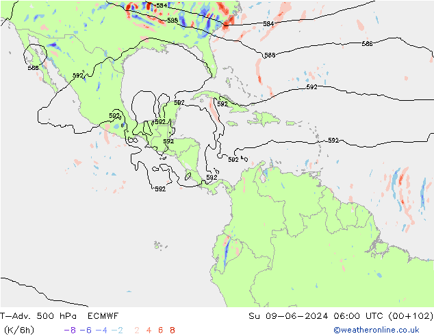 T-Adv. 500 hPa ECMWF dom 09.06.2024 06 UTC