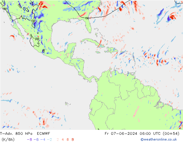 T-Adv. 850 hPa ECMWF Fr 07.06.2024 06 UTC