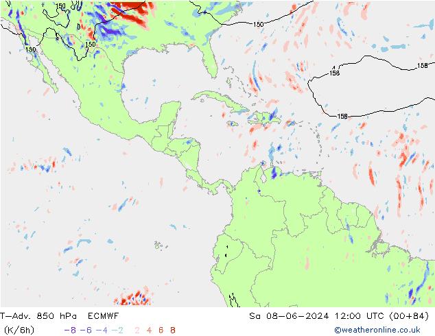 T-Adv. 850 hPa ECMWF Sa 08.06.2024 12 UTC