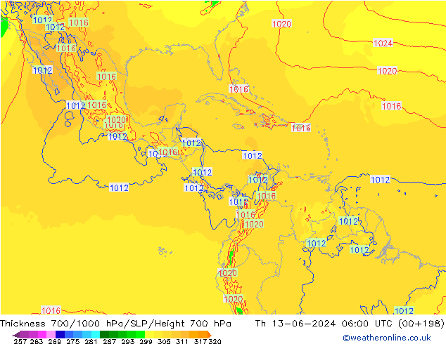 700-1000 hPa Kalınlığı ECMWF Per 13.06.2024 06 UTC