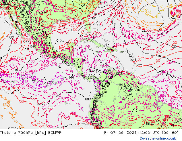 Theta-e 700hPa ECMWF vr 07.06.2024 12 UTC