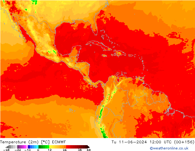 température (2m) ECMWF mar 11.06.2024 12 UTC