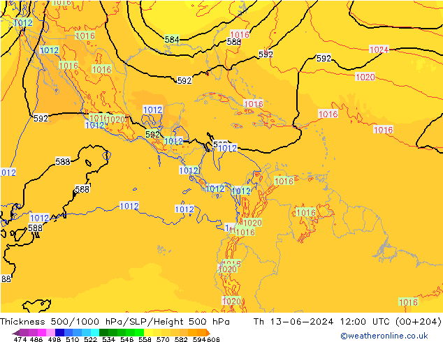 Thck 500-1000hPa ECMWF gio 13.06.2024 12 UTC