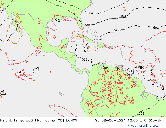 Height/Temp. 500 hPa ECMWF Sa 08.06.2024 12 UTC