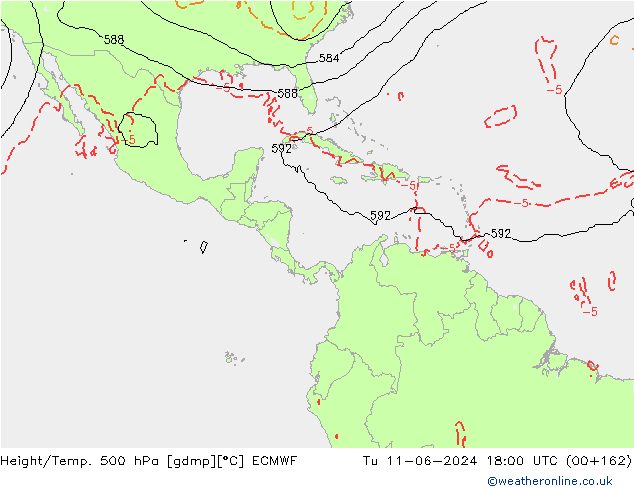 Z500/Rain (+SLP)/Z850 ECMWF Tu 11.06.2024 18 UTC