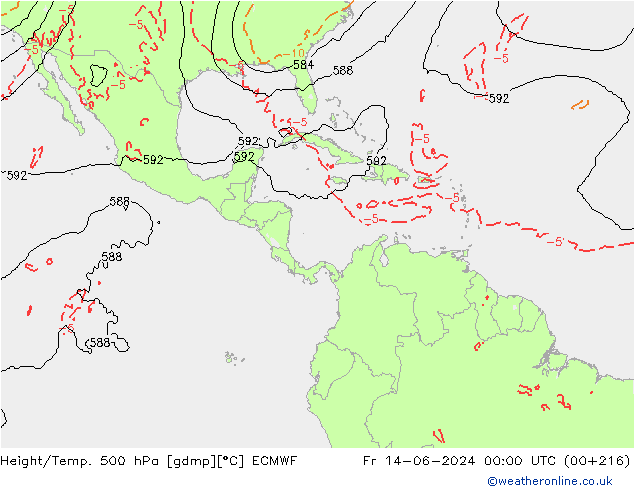 Z500/Rain (+SLP)/Z850 ECMWF Fr 14.06.2024 00 UTC