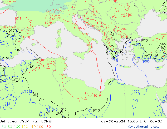 Jet stream/SLP ECMWF Pá 07.06.2024 15 UTC