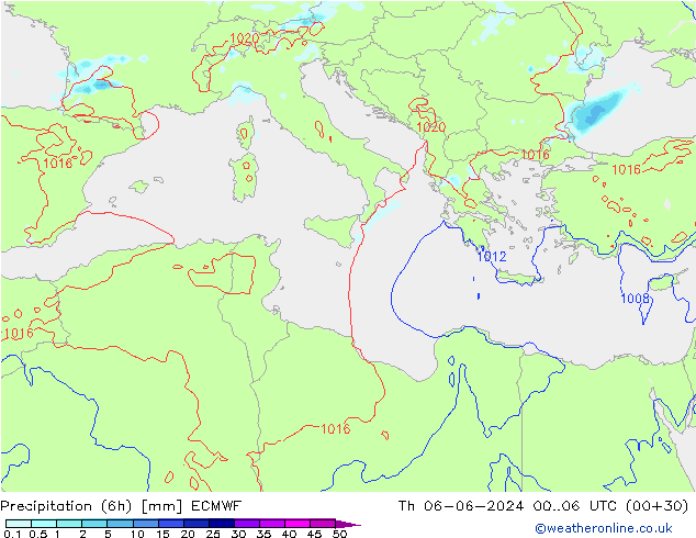 Z500/Rain (+SLP)/Z850 ECMWF Qui 06.06.2024 06 UTC