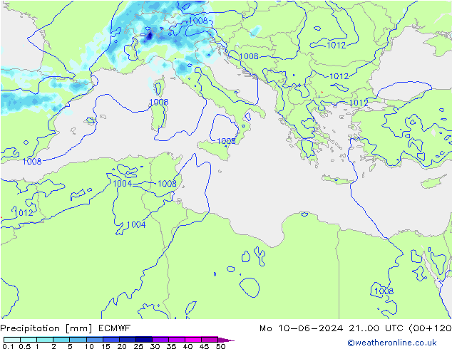 Precipitation ECMWF Mo 10.06.2024 00 UTC