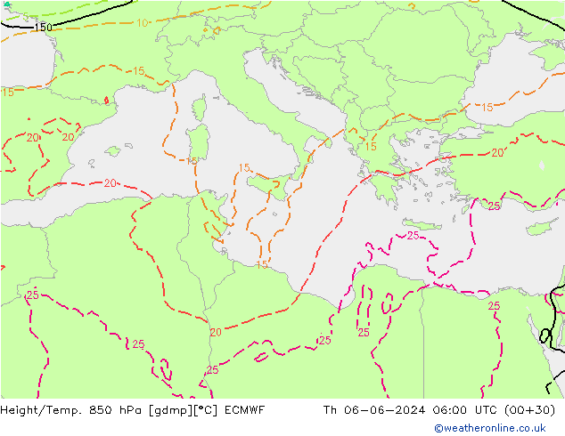 Z500/Rain (+SLP)/Z850 ECMWF чт 06.06.2024 06 UTC