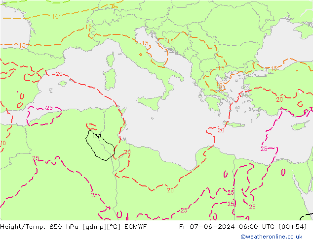 Z500/Rain (+SLP)/Z850 ECMWF Pá 07.06.2024 06 UTC