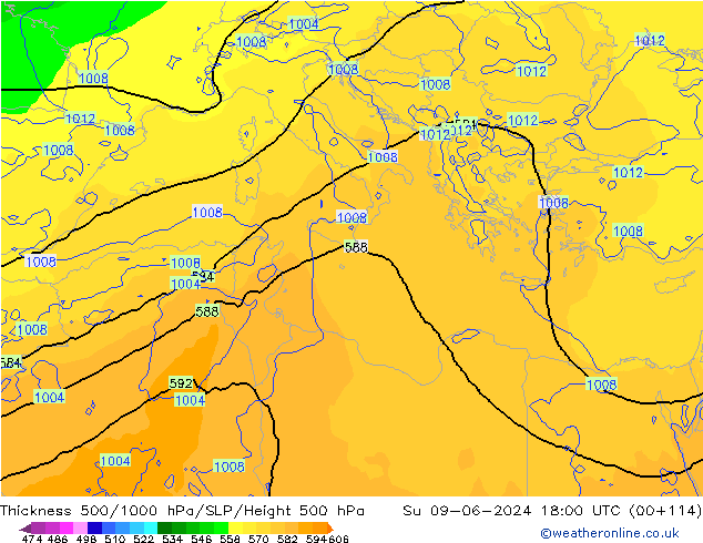 Thck 500-1000hPa ECMWF Su 09.06.2024 18 UTC