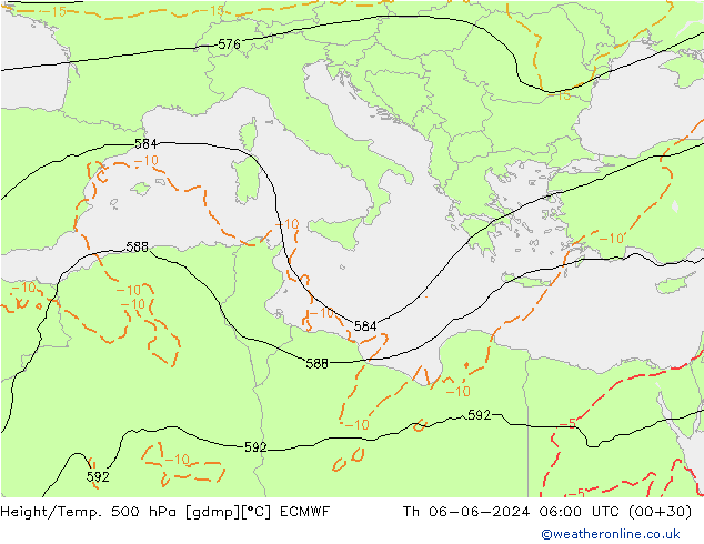 Z500/Rain (+SLP)/Z850 ECMWF Qui 06.06.2024 06 UTC