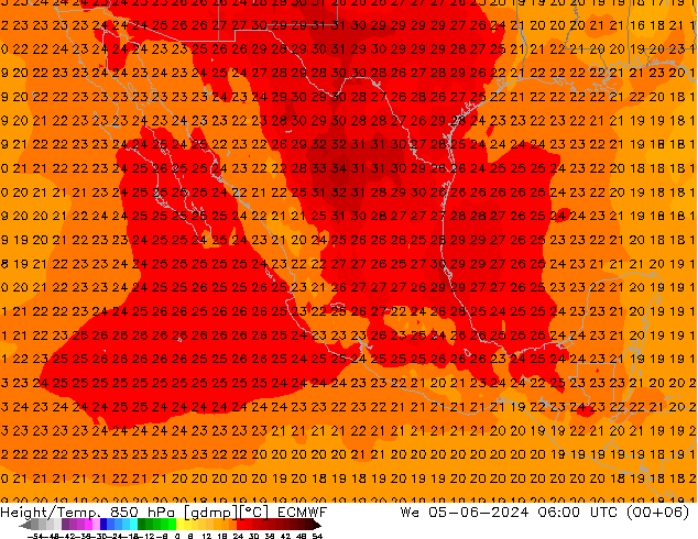 Z500/Rain (+SLP)/Z850 ECMWF We 05.06.2024 06 UTC