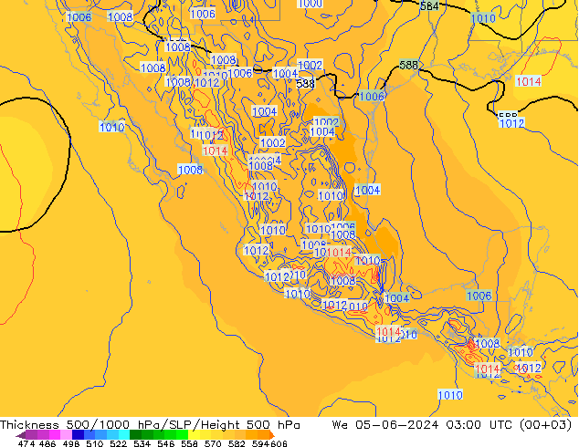 Dikte 500-1000hPa ECMWF wo 05.06.2024 03 UTC