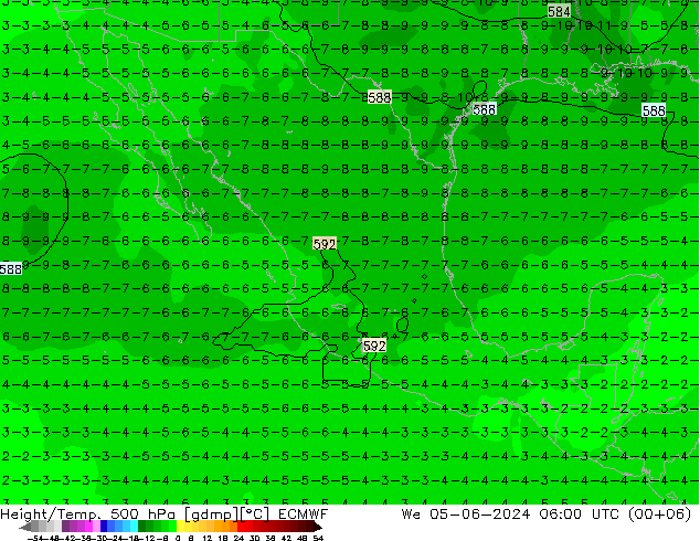 Z500/Rain (+SLP)/Z850 ECMWF We 05.06.2024 06 UTC