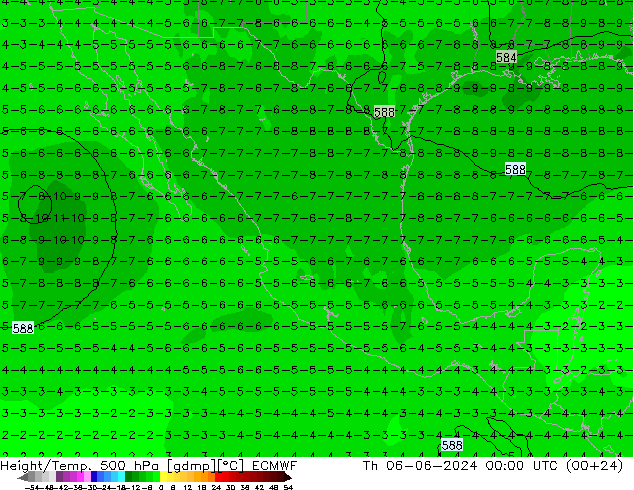 Z500/Rain (+SLP)/Z850 ECMWF Th 06.06.2024 00 UTC