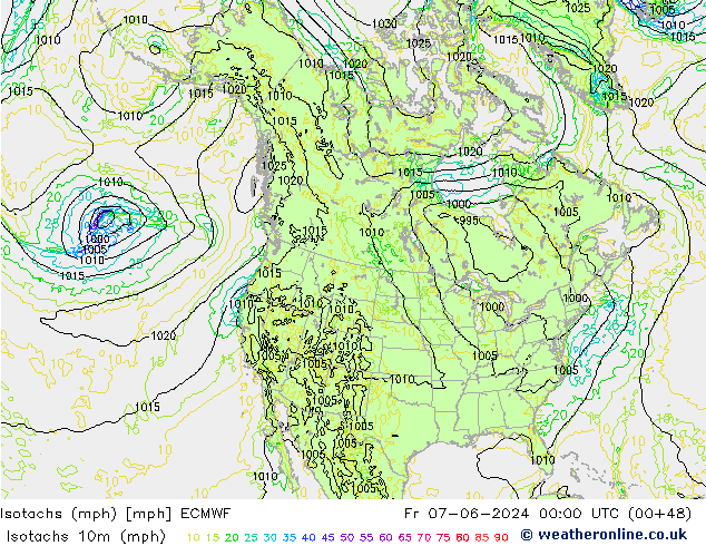 Isotachs (mph) ECMWF  07.06.2024 00 UTC