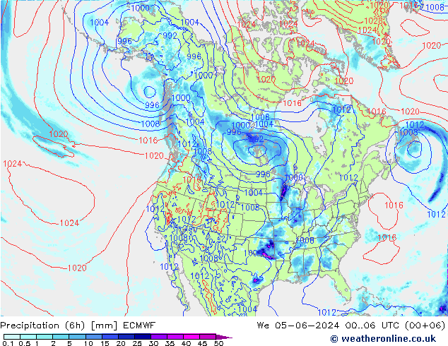 Z500/Rain (+SLP)/Z850 ECMWF mer 05.06.2024 06 UTC