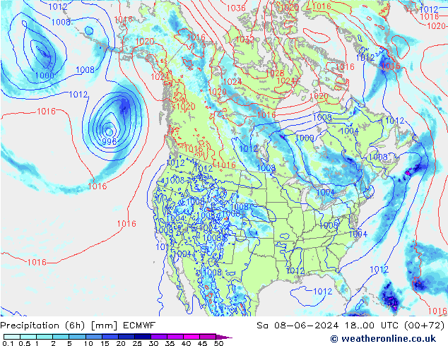 Z500/Rain (+SLP)/Z850 ECMWF  08.06.2024 00 UTC