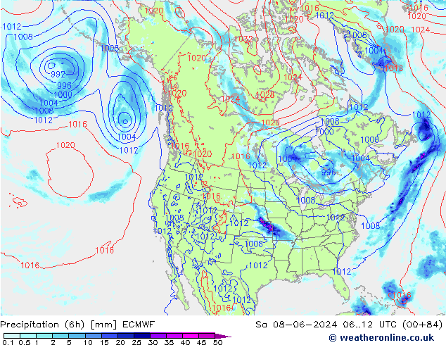 Z500/Regen(+SLP)/Z850 ECMWF za 08.06.2024 12 UTC