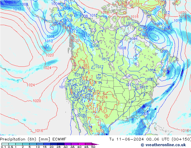 Precipitação (6h) ECMWF Ter 11.06.2024 06 UTC